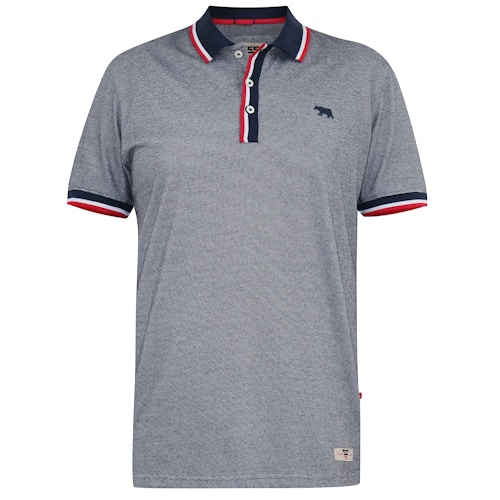 D555 Bayton 2-Streifen-Jersey-Poloshirt mit gerippten Kragenbündchen, Grau